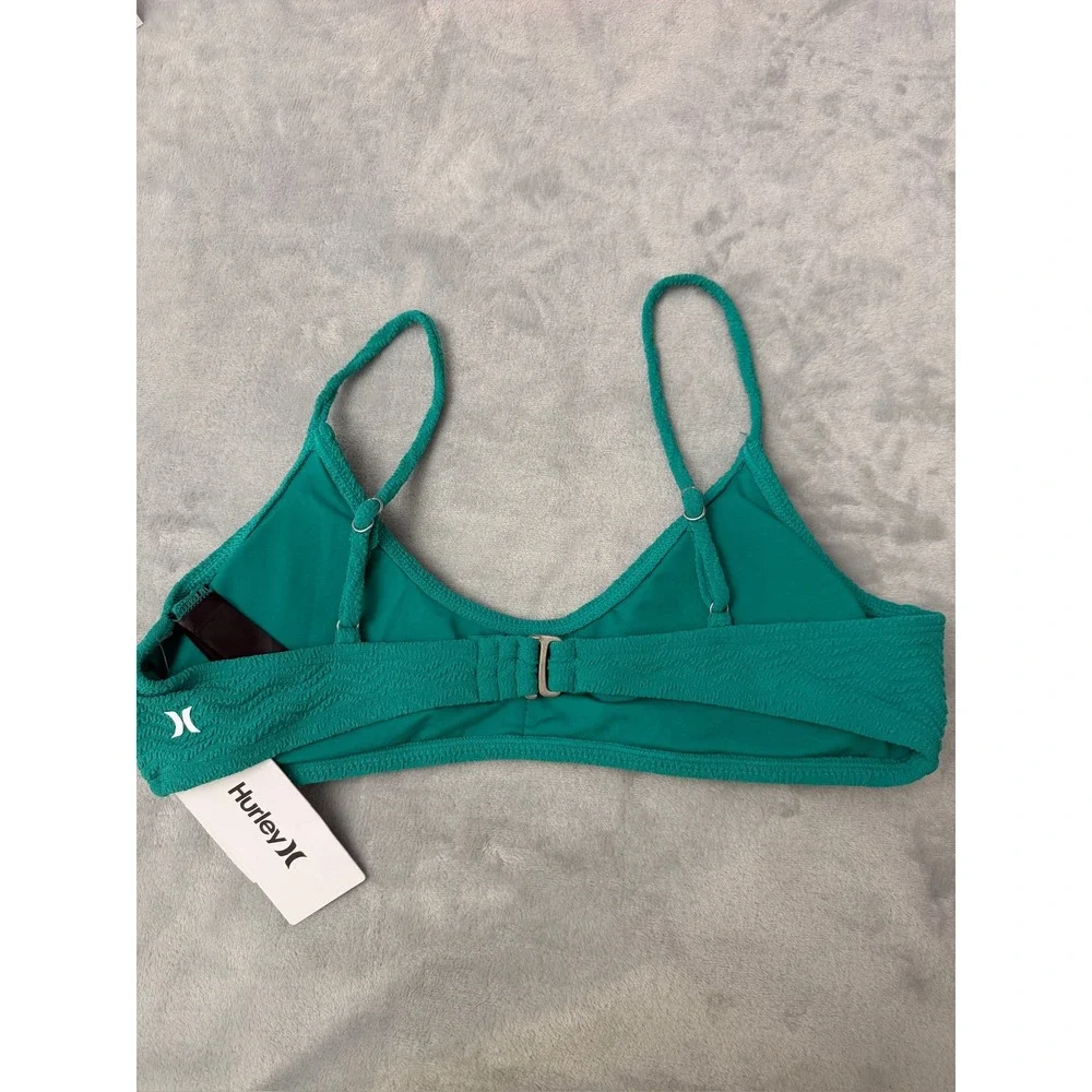 NWT Hurley Wave Scrunch Bralette Women Teal Bikini Swim Top XL $55